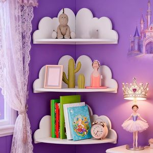 Étagères d'angle flottantes Cloud - Ensemble de 3 étagères pour chambre d'enfant, étagère murale en bois pour jouets, plantes et <span class=keywords><strong>rangement</strong></span> - Product Image 2
