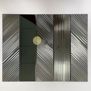 Tuile <span class=keywords><strong>de</strong></span> mosaïque en métal en acier inoxydable à Texture brillante/brossée haut <span class=keywords><strong>de</strong></span> gamme pour mur intérieur dosseret cuisine maison hôtel Villa décor - Product Image 3