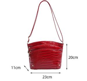 来样定做批发女式复古PU皮革单手提包便携式多口袋拉链封口吊带斜挎包冬秋 - Product Image 6