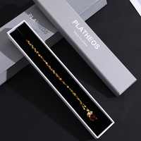 Boîte rigide sur mesure gris mat texturé avec couvercle et base, gaufrée, pour collier spécialisé en perles, coffret d'identité Héritage