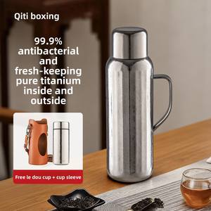 Bouteille isotherme QITI en titane pur avec poignée, garde les boissons chaudes/froides 24 heures, capacité de 800 ml, portable, idéale pour préparer du thé, pour une utilisation en extérieur et à la maison - Product Image 6