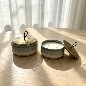 Lilin Aromaterapi Portabel Wadah Keramik Bulat dengan Tutup Lilin Kedelai Aroma Tahan Lama Grosir Pesta Pernikahan - Product Image 2