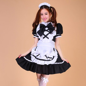 Anime Maid Outfit Black And Purple Polyester Dress Cosplay Costume For Stage Use - Product Image 1