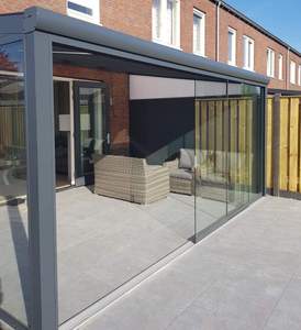 Puerta interior de vidrio corrediza sin marco Glazen Schuifwand <span class=keywords><strong>Terraza</strong></span> Sistema de acristalamiento Abrir y <span class=keywords><strong>cerrar</strong></span> uno otro - Product Image 2