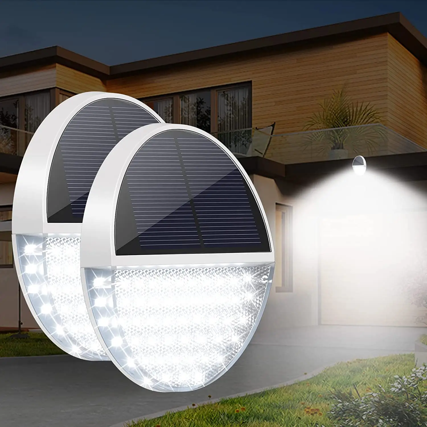 IP65พลังงานแสงอาทิตย์กันน้ำสำหรับห้องนั่งเล่นห้องนอนลานบ้านโคมไฟติดผนังระเบียงไฟ LED แบบเหนี่ยวนำสนามหญ้าสวน