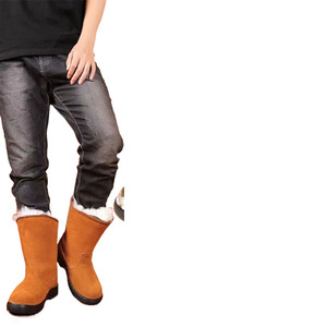 Bottes d'hiver en cuir de vachette à doublure en peau de mouton, chaudes, montantes, pour la chasse en extérieur, unisexe, à talon bas, isolantes - Product Image 4