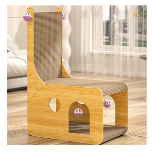 Vente en gros OEM/ODM : Griffoir pour animaux de compagnie en carton ondulé avec herbe à chat, mobilier de nid en forme de maison - Product Image 1