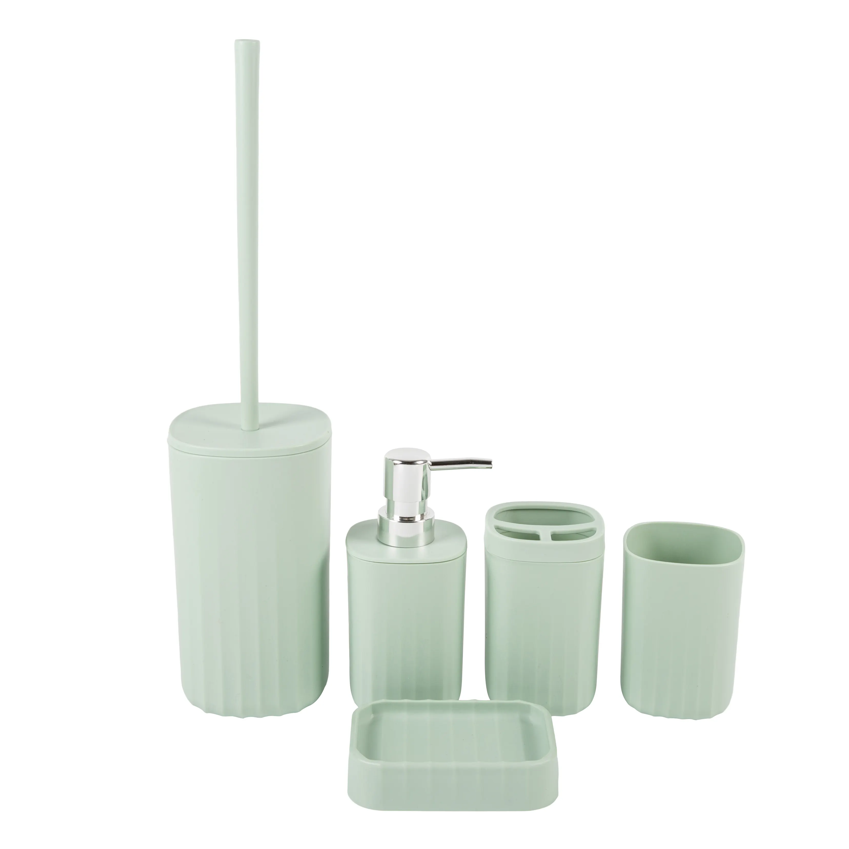 New Green Design 5 Pieces Bathroom Products Plastic PP Bathroom Accessories Set