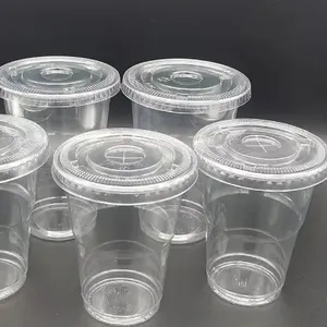 애완 동물 일회용 젖빛 플라스틱 디저트 차가운 음료 컵 저렴한 12/ 14/16/20/24/oz 모양 투명 플라스틱