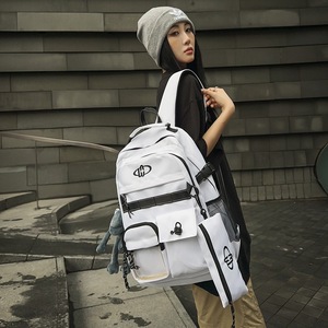 Harajuku Retro <b>Backpack</b> 20 Inches <b>Large</b> Capacity Unisex <b>School</b> Education Campus Style Letter Pattern Detachable Straps - Product Image 2