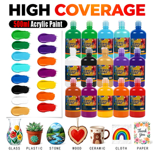 Panwenbo Peinture Acrylique Artistique Non Toxique 15 Couleurs, 500 ml Grand Format, Fort Pouvoir Couvrant, Kit de Peinture Acrylique pour Toile, Bois, Cuir, Tissu - Product Image 3