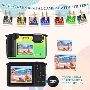 Kompakte 4K-Digitalkamera für Studenten, Selfie-Videokamera, 64MP Dual-Screen WLAN-Kamera für Jugendliche und Kinder - Product Image 3