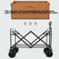 Chariot de camping pliable 200L, espace profond, roues métalliques universelles, poignée télescopique, tissu Oxford 600D premium pour usage extérieur