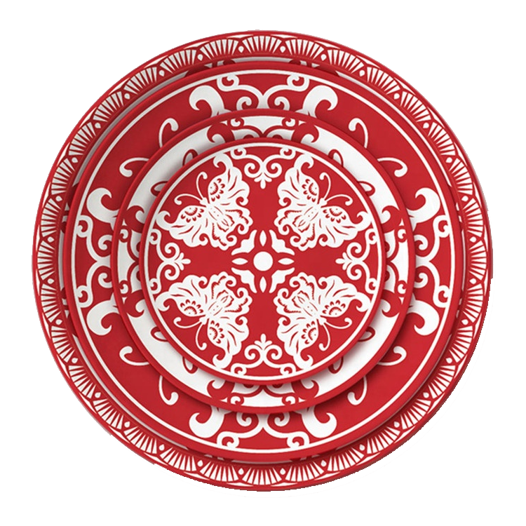 red plate set