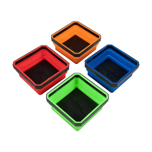 Plateau à outils pliable en silicone, boîte à pièces magnétique carrée de 4,5 pouces, rangement de bureau pour réparation à domicile et bricolage - Product Image 3
