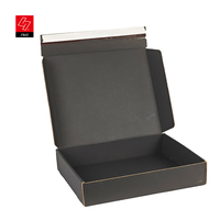 Personnalisé Logo Personnalisé Noir Carton Ondulé Fermeture Éclair Auto-Scellant Envoi Postal Mailer Emballage Boîte Conception Tear Strip Boîtes