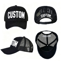 Casquette de baseball OEM en maille, en coton, 5 panneaux, structurée, avec logo classique, visière incurvée, broderie 3D personnalisée, style trucker