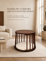 Table d'appoint moderne 2-en-1 pour animaux de compagnie, lit pour chat en bois massif, table d'appoint pour chats et petits chiens, coussin lavable, gain de place, salon, chambre à coucher