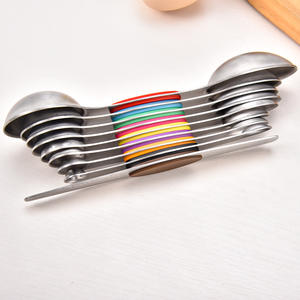 ช้อนตวงสแตนเลสชุด 9 ชิ้นแบบแม่เหล็กวางซ้อนกันได้พร้อมสเกลคู่สำหรับทำอาหารและอบขนม - Product Image 5