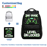 Sac à dos de jeu imprimé personnalisé avec motif, niveau débloqué, pour ordinateur portable 15 pouces, sac d'école avec logo personnalisé pour enfants