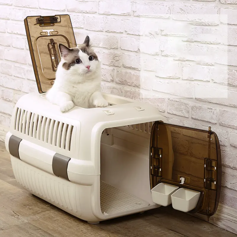 Pet travel and outdoor pet carry cage for cats and dogs plastic house pet cage air transport box