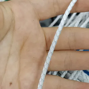 Sekitar: 3Mm Tali Kulit Asli Putih Strip Tali Kulit Asli untuk Kalung Gelang Membuat Temuan Aksesoris