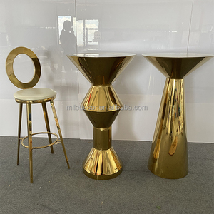 Mesa de <span class=keywords><strong>Bar</strong></span> Redonda de Acero Inoxidable en Oferta, Juego de Mesa Alta con Sillas para Restaurantes y Bares - Product Image 3