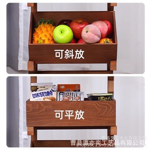 Solid Wood Multi Tier Storage Rack 3 Floors Kitchen Fruit Vegetable Basket Living Room Display <b>Shelf</b> Book Organizer - Product Image 4