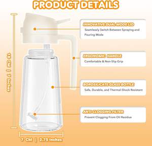 Botella pulverizadora de aceite de oliva de vidrio 2 en 1 para cocina, con boquilla vertedora, venta al por mayor - Product Image 4