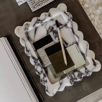 SAIDKOCC français Wabi Sabi Style plateau en marbre naturel concepteur modèle chambre décoration douce plateau de rangement décoration de bureau ornement