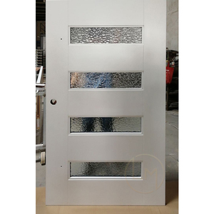 Puerta de Entrada de Seguridad Turca Moderna de Aluminio Negro Mate con Múltiples Paneles de Vidrio Horizontales, Puerta Pivotante Frontal para Villa Moderna - Product Image 5