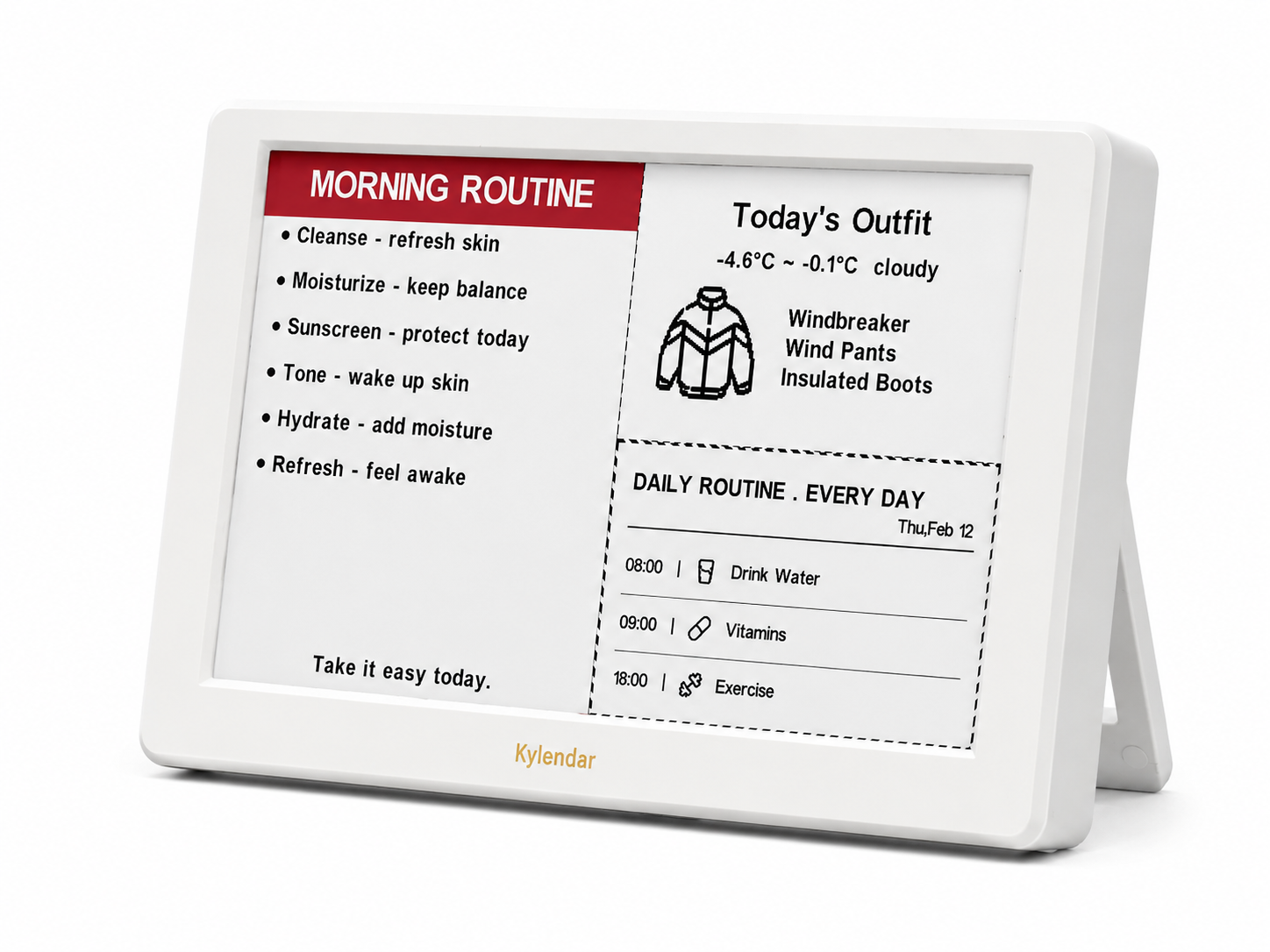 Intelevia Smart E-Paper Calendar Beauty Lover Gadget & Family Scheduler, Skincare Reminder, To-Do List, Homework Tracker