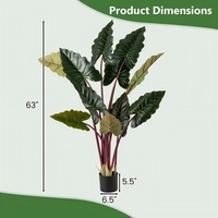 OH Arts Plante artificielle réaliste en pot, Alocasia, faux Taro arc-en-ciel pour la décoration de la maison, du bureau, de l'hôtel et des espaces commerciaux