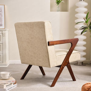 Sillón elegante de madera maciza HANYEE con reposabrazos, asiento de esponja, muebles de ocio para sala de estar - Product Image 4