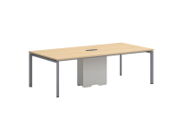 Table de conférence robuste pour 8 personnes, 2,4 m, en bois, avec pieds en dalle robustes, pour bureau d'entreprise