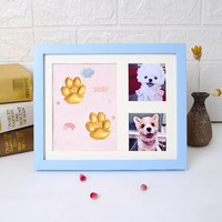 Cadre photo en bois massif pour empreintes de pattes de chien et de chat, avec tampon encreur DIY pour empreintes de mains/pieds et impression typographique