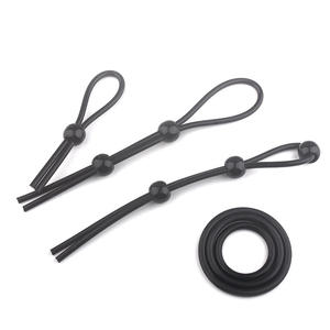 Delove成人性玩具男TPE公鸡戒指套装延迟射精黑色生活防水自慰辅助 - Product Image 4