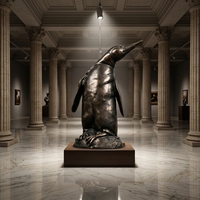 Statue de pingouin en bronze moulé à la cire perdue sur mesure - Sculpture d'animaux sauvages antarctiques sur mesure, sculpture en bronze