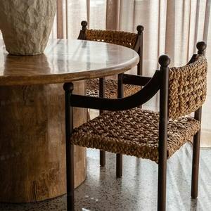 كرسي بابلو على الطراز الفرنسي الريفي من ديشي، مصنوع من الخشب الصلب مع مقعد من الحشائش البحرية المنسوجة يدويًا، مريح لغرفة المعيشة في الشقق - Product Image 2