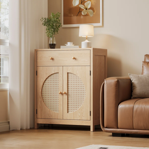 Buffet en rotin élégant avec étagères réglables, meuble de rangement multifonctionnel pour la salle à manger, le salon, l'organisation - Product Image 2