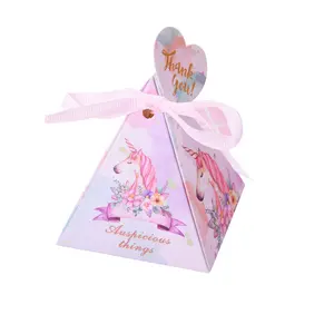 Recyclable Gift Box Paper Wedding Candy Box With Ribbon Sweet Candy Chocolate Paper Gift Box Packaging