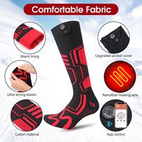 Chaussettes chauffantes électriques rechargeables 7,4 V/3000 mAh contrôlées par application, en polyester, pour hommes et femmes, pour les sports d'hiver, le camping, le ski
