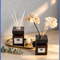 Diffuseur d'huiles essentielles haut de gamme en verre carré grand format, sans flamme, rechargeable, avec impression sérigraphique colorée