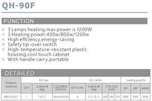Stufa al Quarzo QH-90F 1200W Approvata CE, Portatile a Basso Consumo per Dormitori Studenteschi e Case in Affitto - Product Image 5