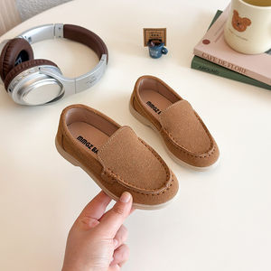 Chaussures plates décontractées pour garçons et filles, bout rond, en cuir souple, mocassins à enfiler, chaussures d'école pour enfants - Product Image 4