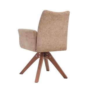 Italian Fabric High Back Executive <b>Armchair</b> Danish Design Modern Swivel Wood Frame Stainless Steel Fixed Armrest French Office - Product Image 5