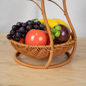 Cesta de frutas creativa de varios niveles con asa, bandeja de almacenamiento marrón para pan y aperitivos, forma circular, modelo RD - Product Image 3