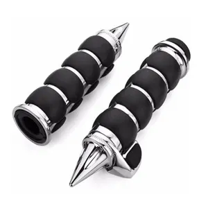 Custom chrome rubber motorcycle handlebar grips for Harley Davidson