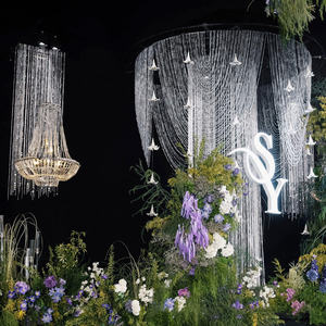 Cortina Colgante de PVC con Cuentas y Cristales LANJO, Estilo ROMÁNTICO, Forma Circular, Tamaño Personalizado para Decoración de Salones de Eventos y Bodas - Product Image 4