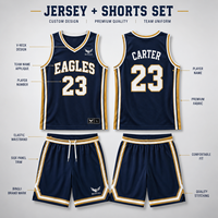 Ensemble d'uniformes de basketball personnalisés en maille respirante pour enfants, jeunes, hommes et adultes, avec design libre, sublimation, thème équipe universitaire marine et or, pour le spirit scolaire